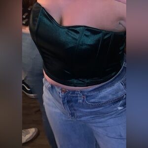 SHEIN Emerald Green Corset Crop Top